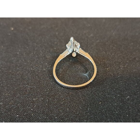 Marquise Cut CZ Baguette Engagement Ring 18 Karat Gold Electroplate Size 8 - Picture 2 of 6